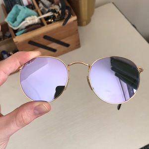 Round Purple Mirrored Ray-Bans